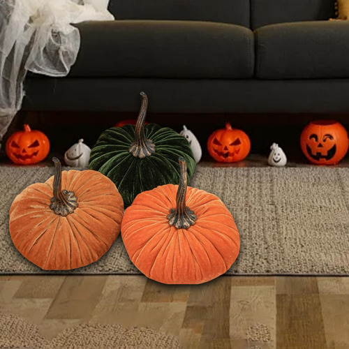 3 Piezas De Calabazas De Terciopelo, Calabazas De Estilo C