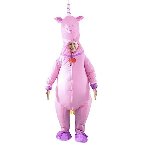 Disfraz Inflable De Unicornio Rosa Adulto