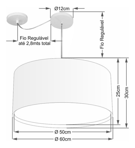 Lustre C/ Desvio De Centro Md-4311 Cupula Tec 60x30cm Branco 127/220V