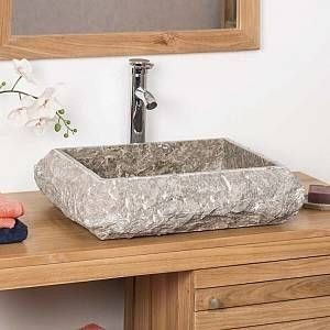 Lavabo Piedra Natural 50x30 Mármol Gris Santo Tomás 