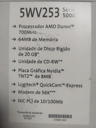 Linda Cpu Compaq Presario Série 5000 - Pc Antigo Retrô