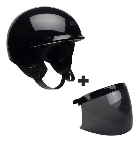 Capacete Bell Scout Air Preto Brilho Com Viseira Fumê Adi