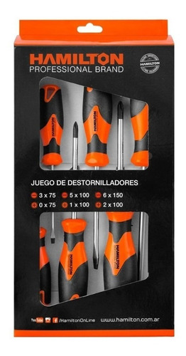Juego Set Kit Destornilladores 6 Piezas Unidades Hamilton