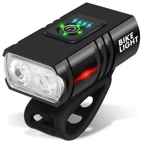 Lámpara Led Frontal 800lm Impermeable Bicicleta Led Lateral Negro