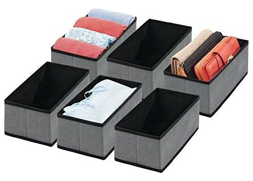 Cajas De Tela Organizadoras Para Closet Negro 6piezas