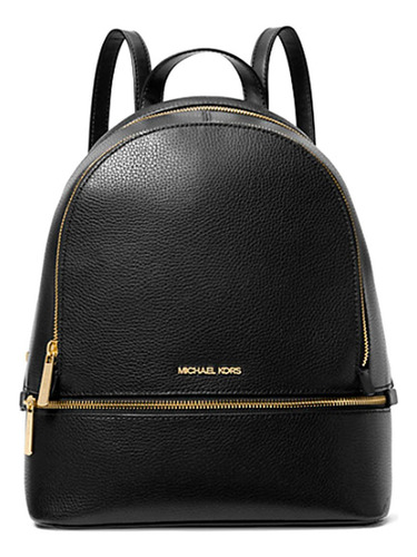 Bag Pack De Piell Mk 35s5grab2l Rhea Mediana Negro Lisa Níquel Negro