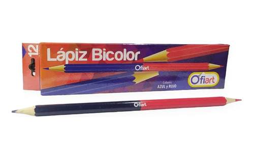 Lapiz Bicolor (azul Y Rojo) 12u