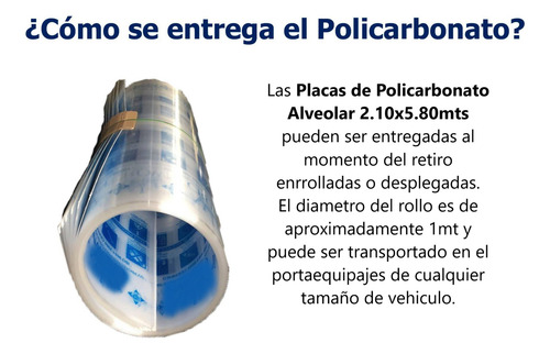 Placa Policarbonato Alveolar Cristal 2,10m X 5,80m X 4mm Mtc