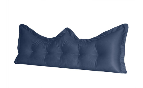 Almofada Encosto Coroa Queen 160 Cm Azul-marinho Lisa