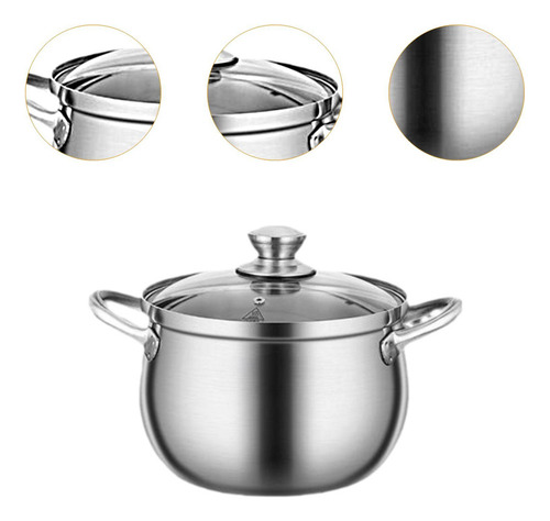 Olla Para Sopa De Acero Inoxidable Con Tapa, Olla Para 22 Cm