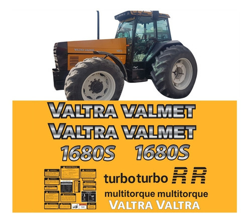 Kit Adesivos Compatível Trator Valtra 1680s Turbo+ Etiquetas Cor TRATOR VALTRA VALMET 1680S