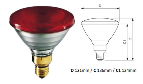 Ampolleta Luz Infrarroja Resistente Par38 175w Brinda Calor