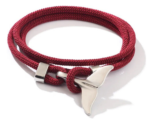 Pulsera Soga Unisex Cola Pez Maritima Nautico Roja