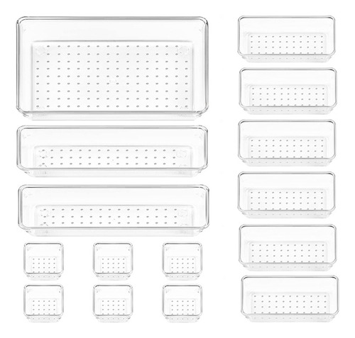 Juego Organizador De Cajones De Plástico Transparente De 15