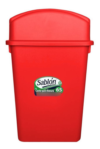 Bote Rpbi 65l Color Rojo Con Tapa Balancín Lateral