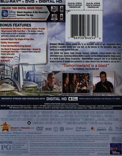 Blu-ray + Dvd Tomorrowland