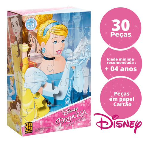 Jogo Menina Disney Princesa Puzzle 30 Peças Quebra Cabeça