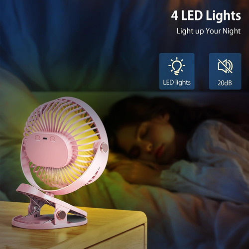 Ventilador De Mesa Clip-on Com Luz E Display Digital
