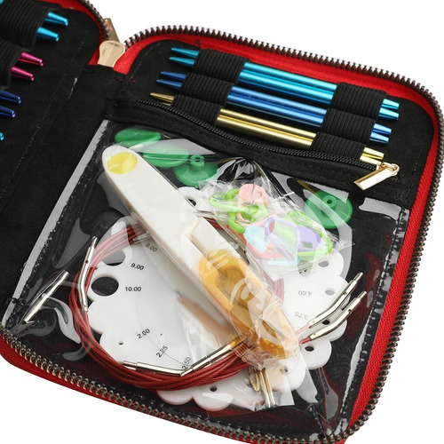 Imagen 3 de 7 de Set Estuche Palillos Circulares Intercambiables Y Accesorios
