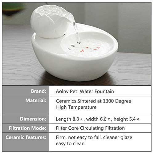 Aolnv Lotus Cat Fuente De Agua, Fuente Automática De Cerám