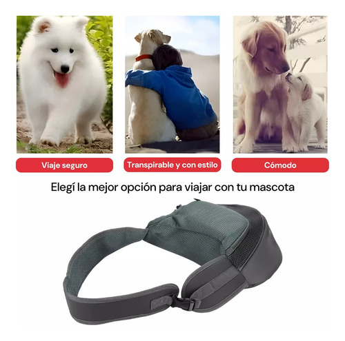Bolso Bandolera Transporte Cómodo Para Mascotas Perros Gatos Gris