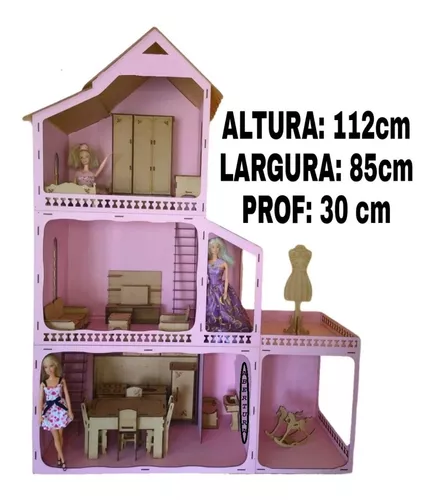 Casinha mdf para Boneca de 30cm de Altura com 22 Móveis