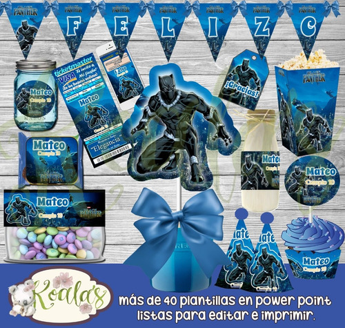 Kit Imprimible Editable Black Panther Candy Bar(mesa Dulces)