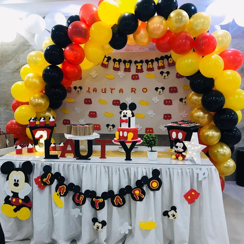 Imagen 1 de 5 de Cortina Mickey Mouse Guirnalda Cumpleaños Mickey