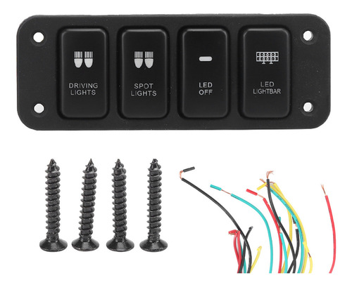 Interruptor De Panel De 4 Bandas Con Luz Led Azul Para Condu