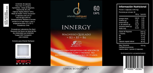 Innergy Citrato De Magnesio Quelado Con Tirosina 60 Capsulas