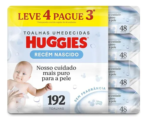 comprar Pack Toalha Umedecida sem Perfume Disney Baby Puro e Natural Pacote 4 Unidades Leve Mais Pague Menos Huggies