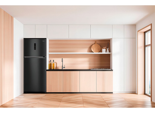 Geladeira Frost Free Duplex 411l Slim Cor Black Inox Midea Cor Preto 220v