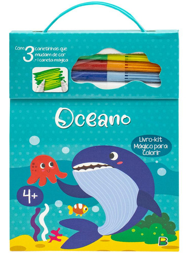 Livro-kit Mágico Para Colorir: Oceano, De Koral Books. Editorial Brasileitura, Tapa Mole En Português