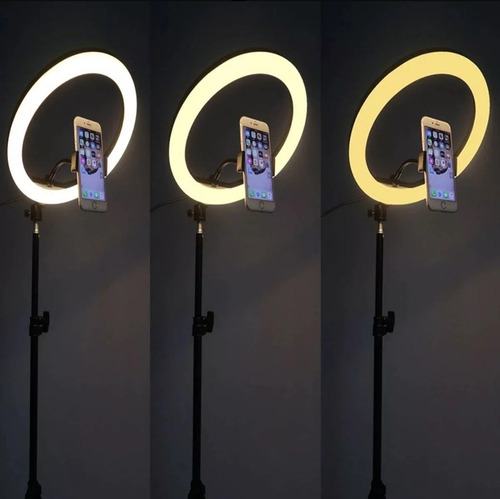 Aro De Luz Led 26cm + Trípode 2m + Adaptador Celular Camara