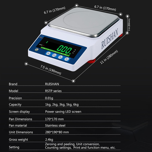 Peso Alta Precision Ruishan 5000g 0.01g Interfaz Rs-232