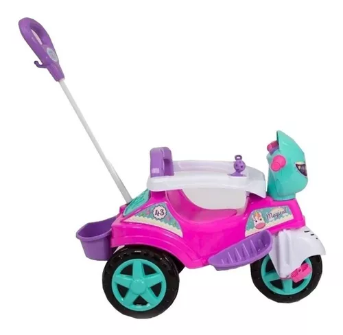 Triciclo Infantil Menina Rosa Motoca Velotrol