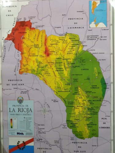Mapa La Rioja Físico Político Mural Laminado Envarillado