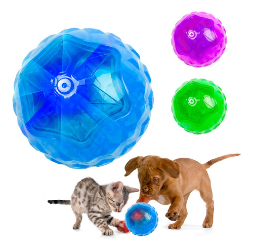 Pelota De Goma Para Perros Luz Led Y Chifle 9 Cm