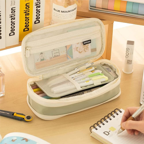 Sebeli Estuche Para Bolígrafos De Gran Capacidad, Estuche De Verde Claro.