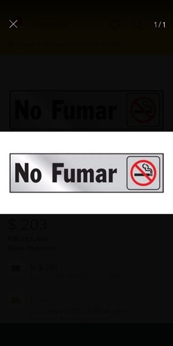 Letrero Placa De Símbolo No Fumar Interiores Hotel Y Varios