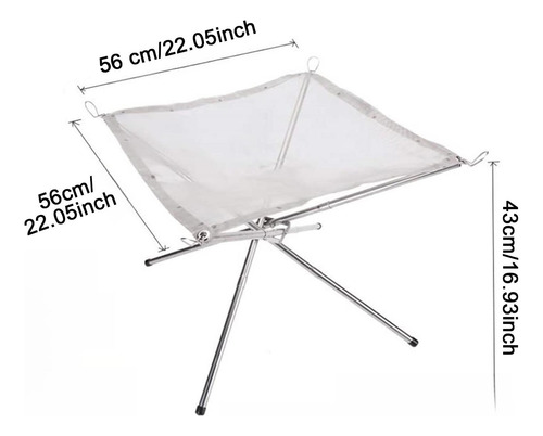 Brasero De Malla Para Fogatas, Soporte Para 56 X 56 X 43 Cm