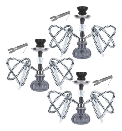 Kit 3 Narguilés 30cm 2 Saídas + Pegador Brinde Atacado