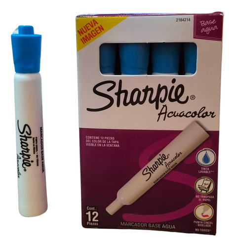12 Marcador Base Agua Sharpie Acuacolor Lavable