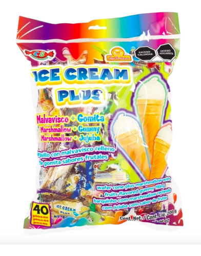 Dulces Barquillo Ice Cream Plus 2 Bolsas Con 40 Piezas