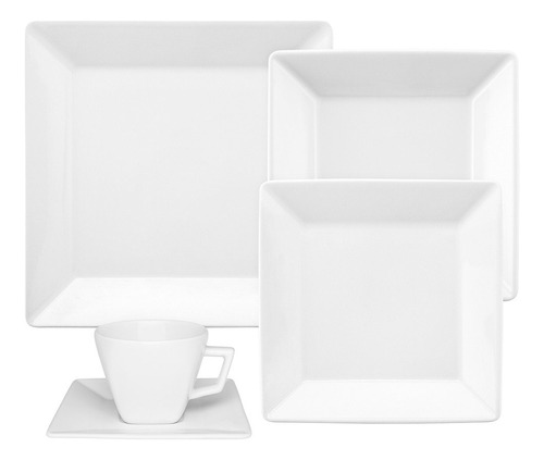 Juego de vajilla Quartier White Quartier White de 30 piezas de porcelana Oxford, color blanco