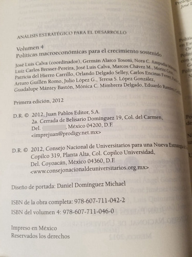 Politicas Macroeconómicas Para El Desarrollo Calva Coord (Usado)