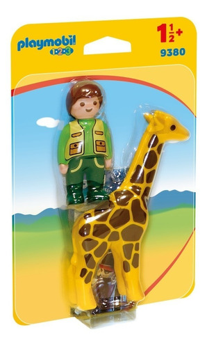 Figura Para Armar Playmobil 1.2.3 Cuidador Con Jirafa Cantidad de piezas 2