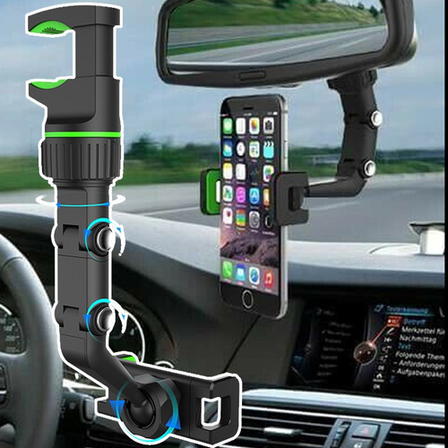 Soporte Teléfono Espejo Retrovisor Multifuncional 360 Grados