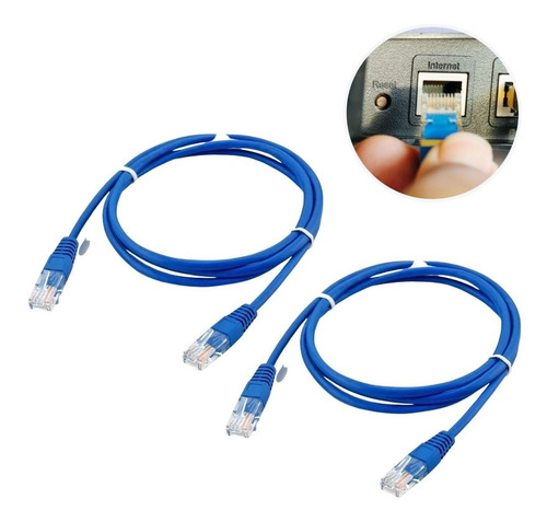 2x Cabo Rede Rj45 Patch Cord Cat5e Flexível 1m Curto Pequeno