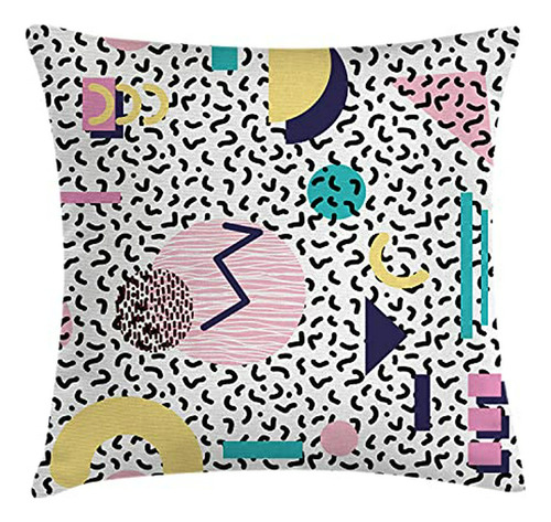 Ambesonne 90s Throw Pillow Cojín, Patrón Geométrico En Estil